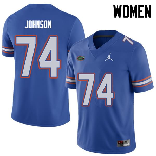 NCAA Florida Gators Fred Johnson Women's #74 Jordan Brand Royal Stitched Authentic College Football Jersey MRN6064CZ